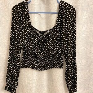 Black floral long sleeve blouse